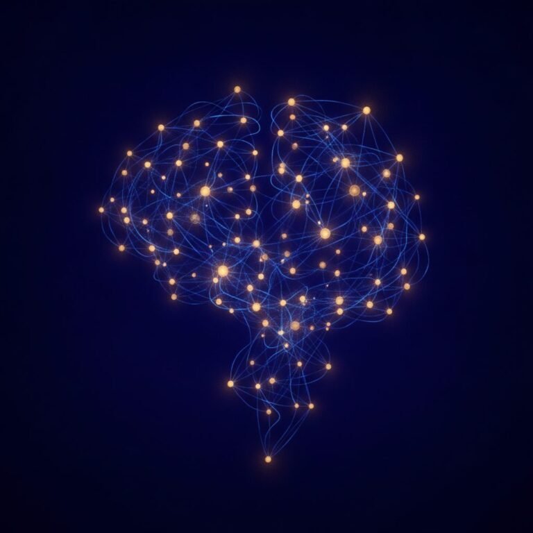 Rede neural luminosa — stack de IA para produtos digitais
