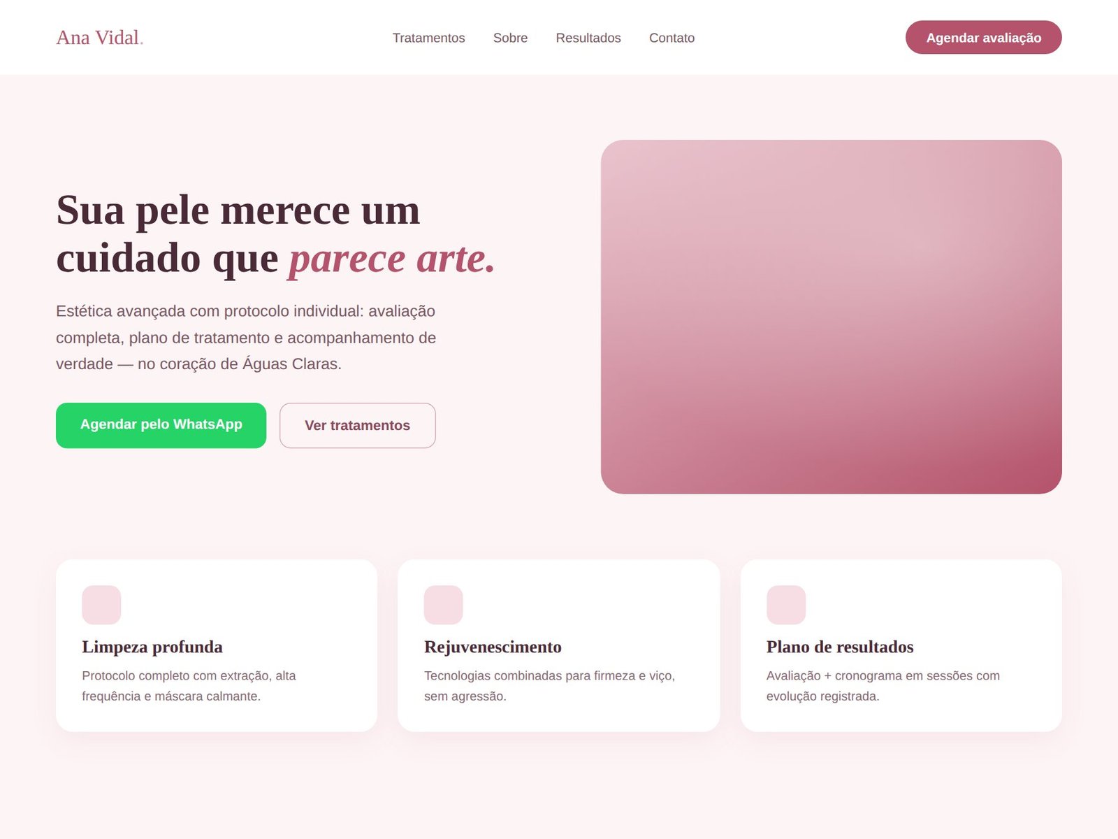 Modelo de site para clínica de estética