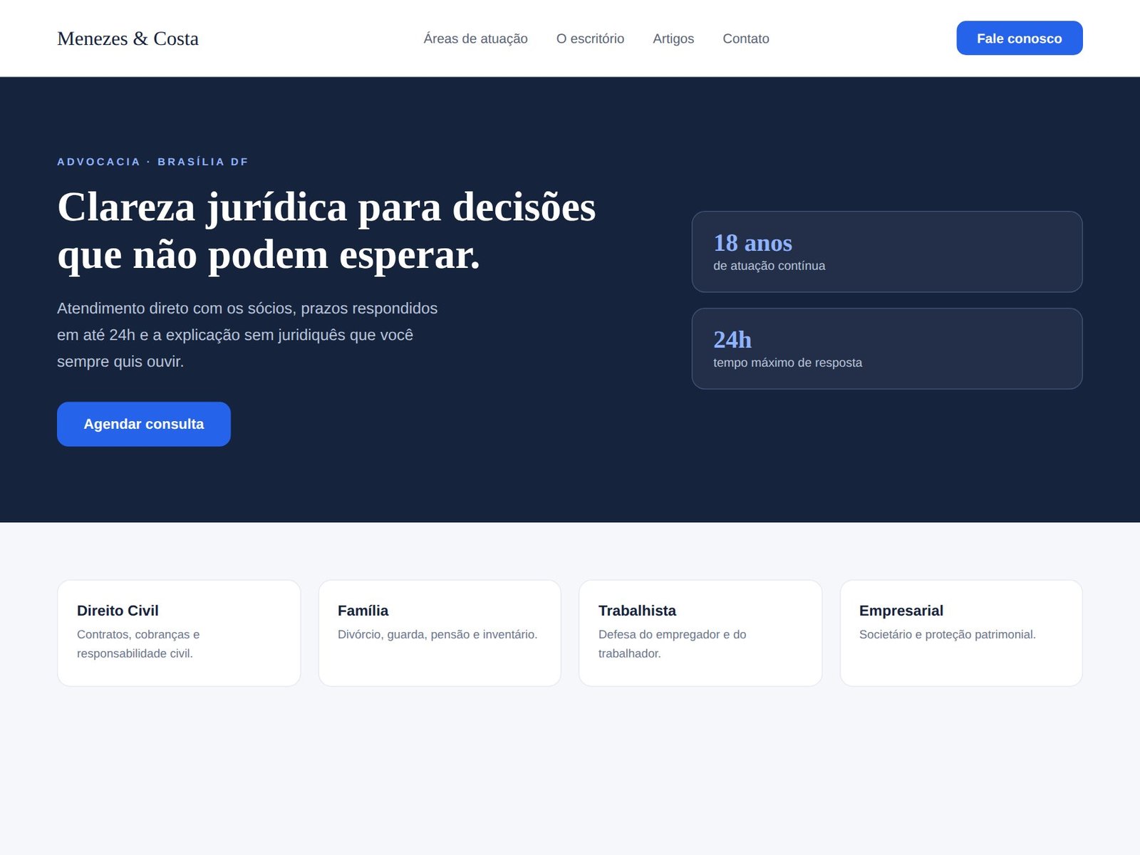 Modelo de site para escritório de advocacia