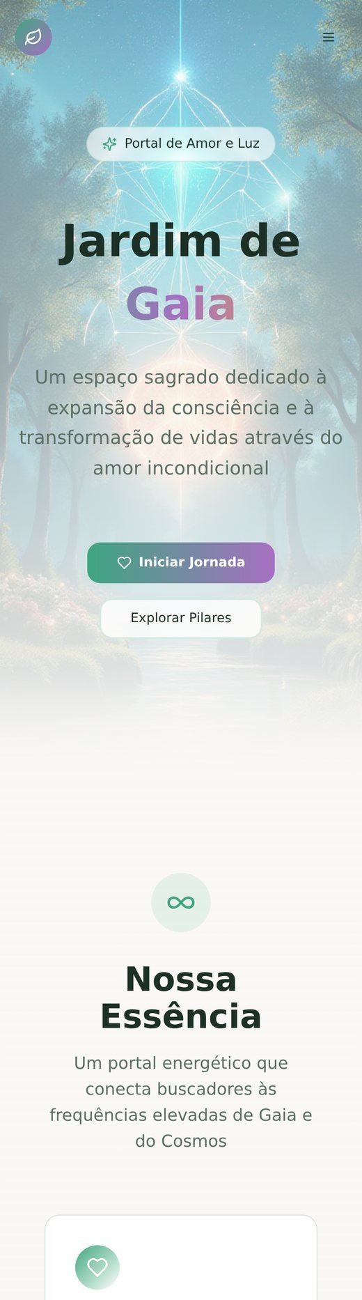 Prévia no celular do site de um espaço de terapias e vivências