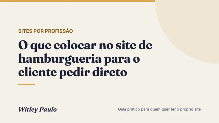 O que colocar no site de hamburgueria para o cliente pedir direto