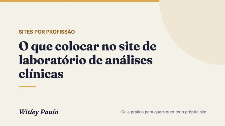 O que colocar no site de laboratório de análises clínicas