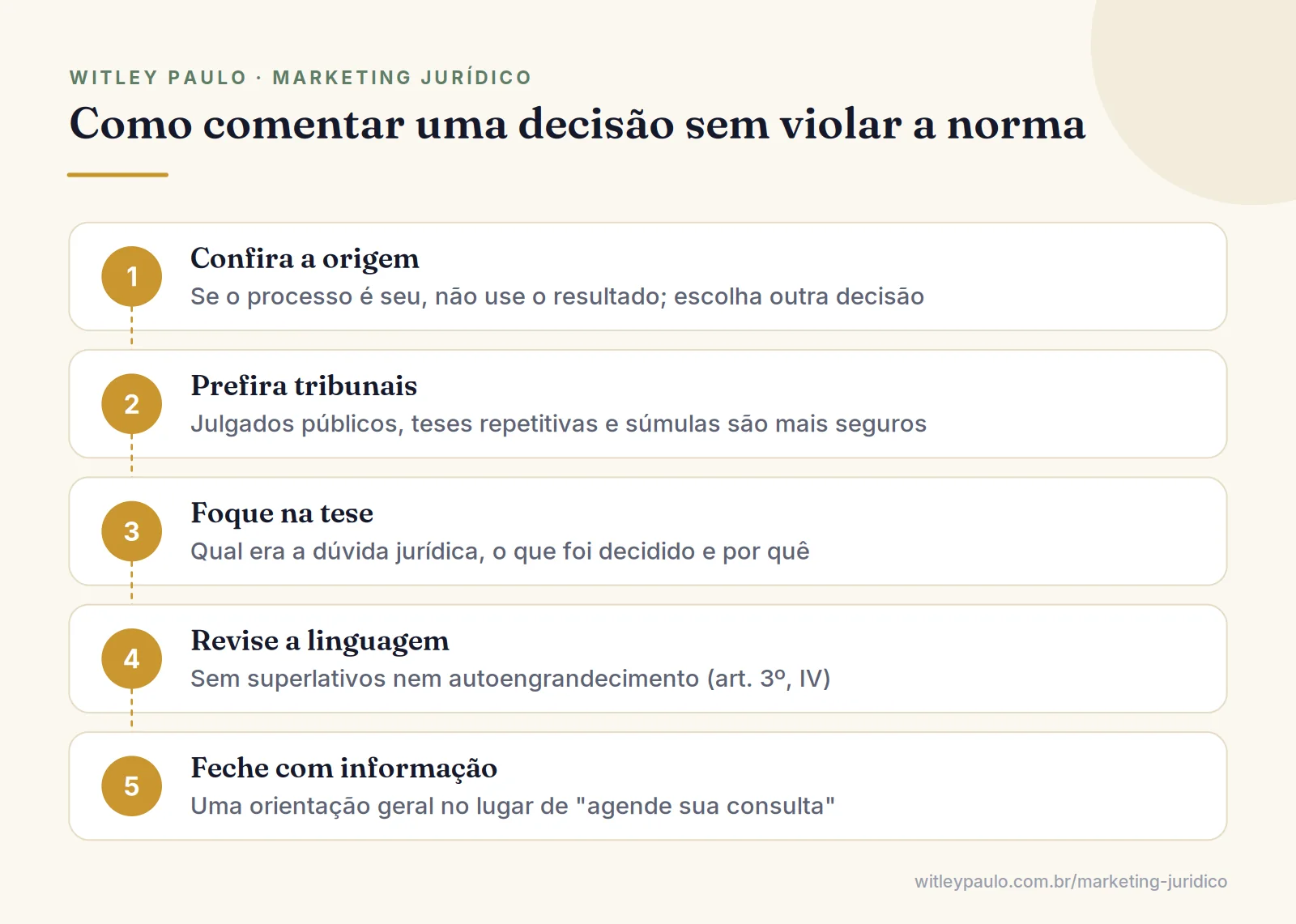 Passo a passo para o advogado comentar decisão judicial nas redes sem postar sentença de processo próprio nem prometer resultado