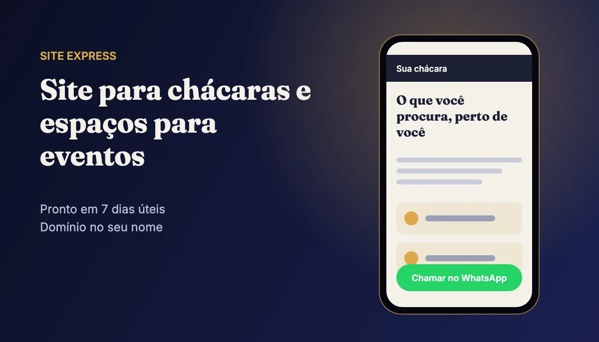 Site profissional para chácaras e espaços para eventos — Site Express